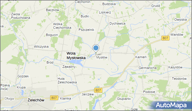 mapa Mysłów, Mysłów gmina Wola Mysłowska na mapie Targeo